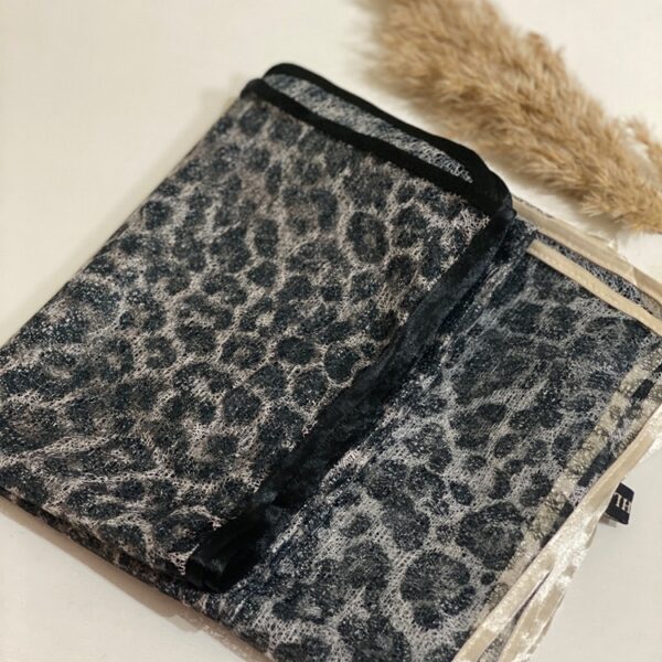 شال توری پلنگی حاشیه ساتن